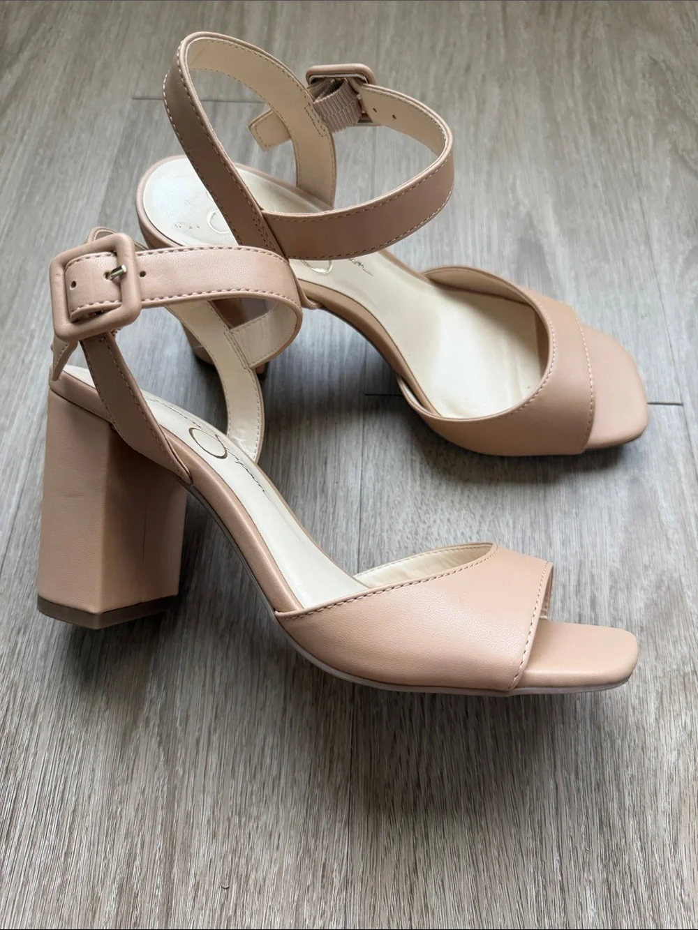 Jessica Simpson Beige Block Heel Sandals